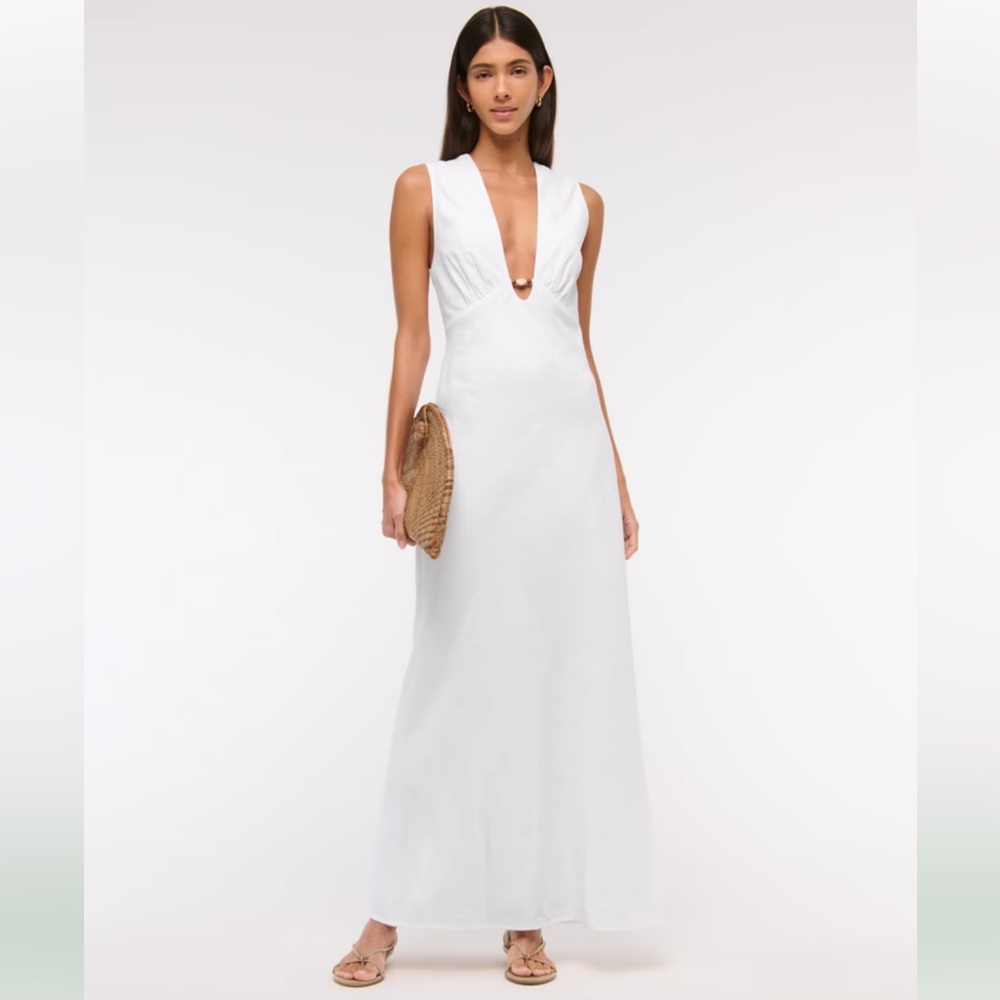 Abercrombie White Maxi Linen Dress
